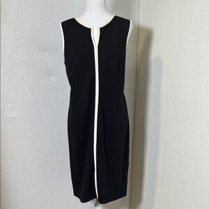 Talbots Black Midi Dress with Cream Accents